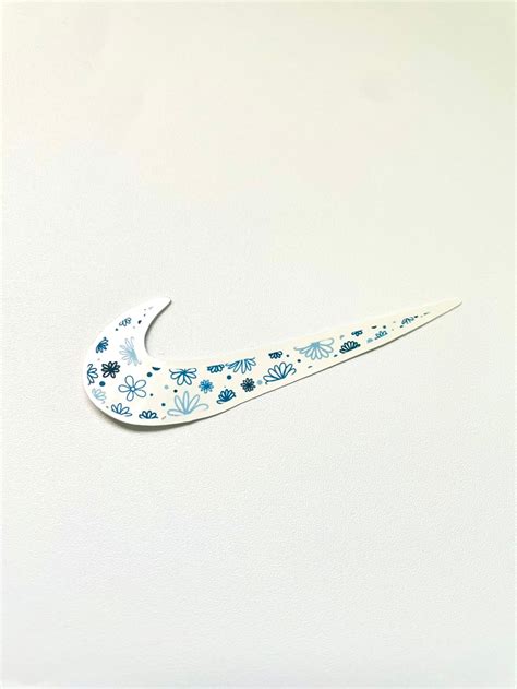 Nike Swoosh Blue Floral Design Sticker - Etsy