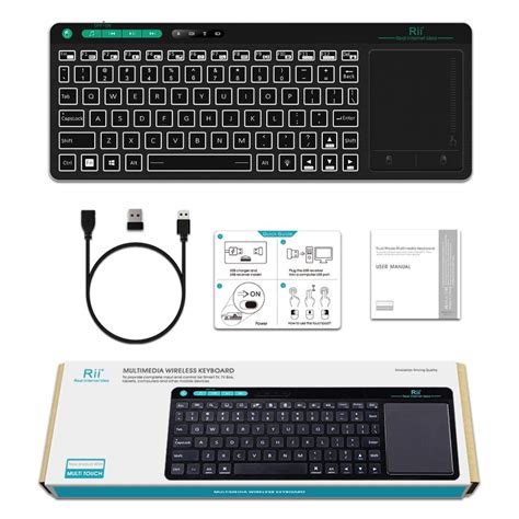 Беспроводная мини-клавиатура Rii RT518 с RGB подсветкой 2,4 ГГц с ...