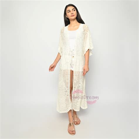 Jual Cardigan Pantai Outer Bikini Baju Renang Warna Putih Hitam Shopee Indonesia