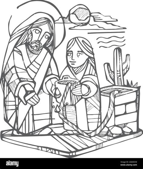 Christ And Samaritan Woman Stock Vector Images Alamy
