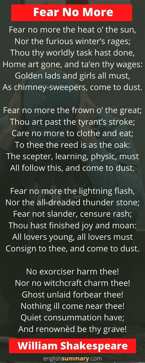 Fear No More Poem By William Shakespeare Poems By William Shakespeare