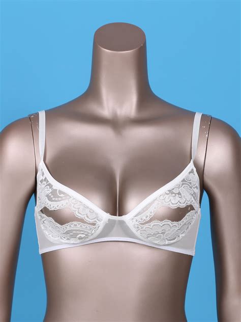 Women S Open Cup Bra Cupless Lingerie Lace Bustier Nipple Split Tops Plus Size EBay