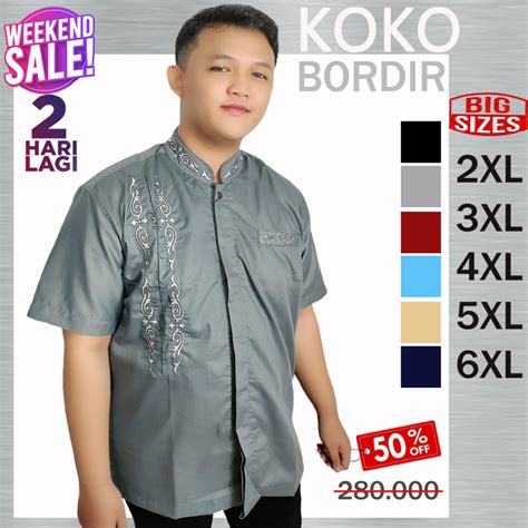 Jual Baju Koko Pria Shanghai Motif Bordir Baju Koko Motif Size Jumbo