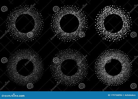 Conjunto De Quadros Pontilhados Circulares Do Vetor De Meio Tom Pontos