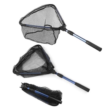Foldable Fish Landing Net Collapsible Telescopic Aluminum Pole Handle ...