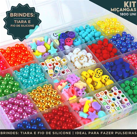 Kit De Miçangas Shopee - Kit De Miçangas 1800 peças Para Pulseirinha Infantil - AV | Shopee Brasil