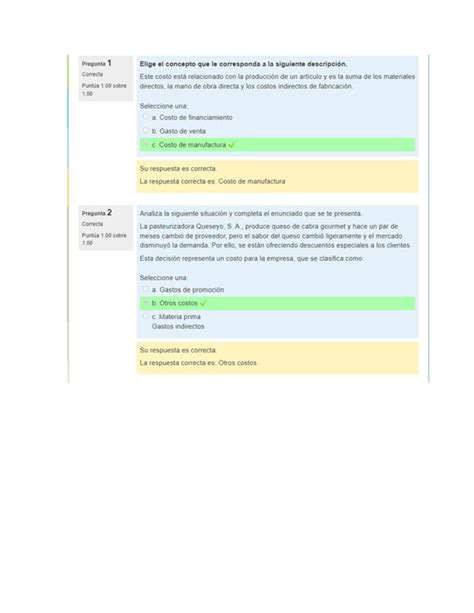 Examen De Clasificaci N De Los Costos Uveg Contabilidad De Costos