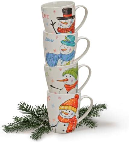 Amazon De Tassen Er Set Xmas Bunt Schneemann Porzellan Kaffeebecher