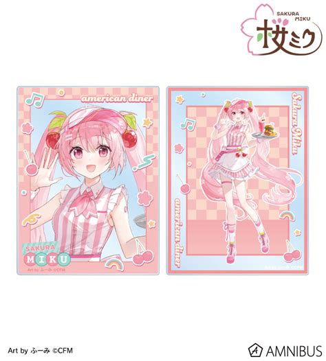 Sakura Miku American Diner Ver Art By Fumi Acrylic Card2 Piece Set