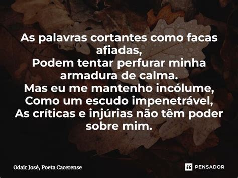 ⁠as Palavras Cortantes Como Facas Odair José Poeta Cacerense Pensador