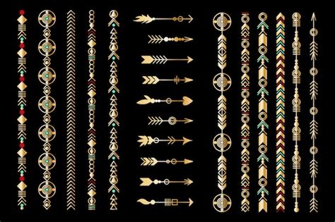 Premium Vector Set Of Gold Arrow Tribal Elements Collection
