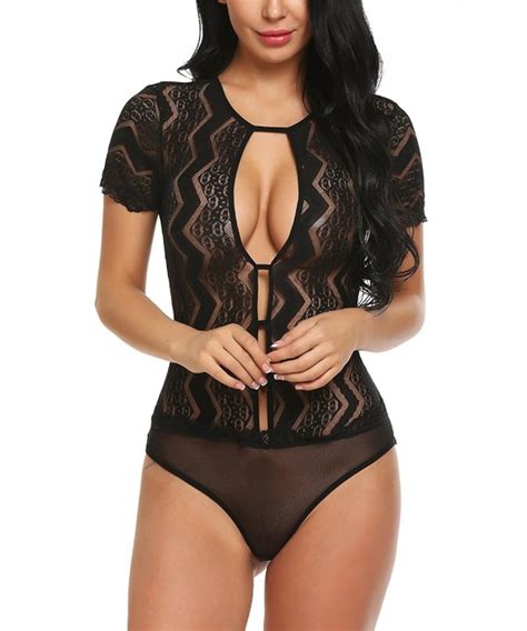 Women Lace Teddy Lingerie One Piece Babydoll Bodysuit Black C C Eln M