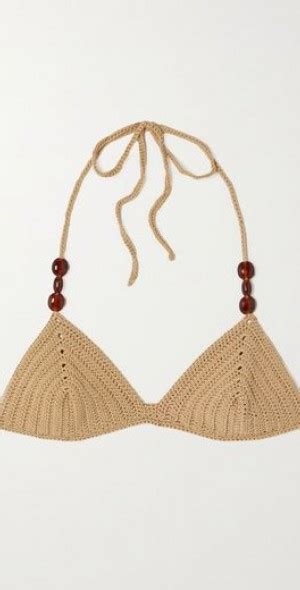 MAGDA BUTRYM Bead Embellished Crocheted Triangle Bikini Top