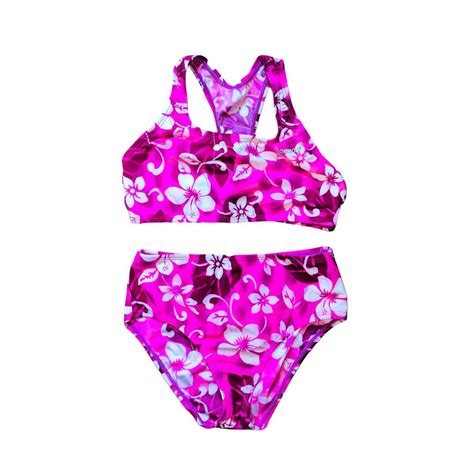 Y K Coconut Girl Neon Pink Tropical Hibiscus Bikini Depop