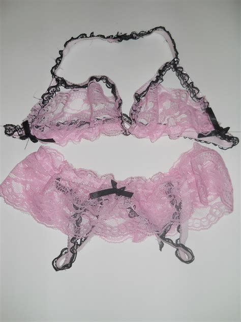 FASHION CARE 2U L181 Sexy Lingerie Pink Bust Open Lace Bikini 2pcs Set