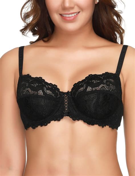 Wingslove Womens Full Coverage Non Padded Balconette Bra Floral Lace