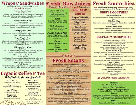 Cafe Menu — Love Whole Foods Cafe And Market