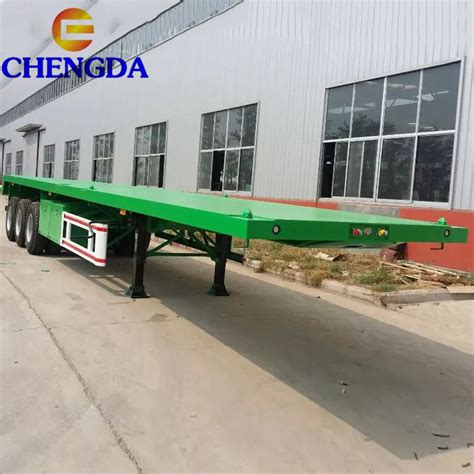 Tri Axles Ft Flatbed Semi Trailer For Container Transport Flat Bed