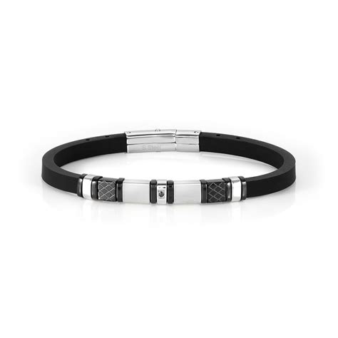 Nomination City Steel Black CZ Silicone Bracelet - Andrew Berry Jewellery