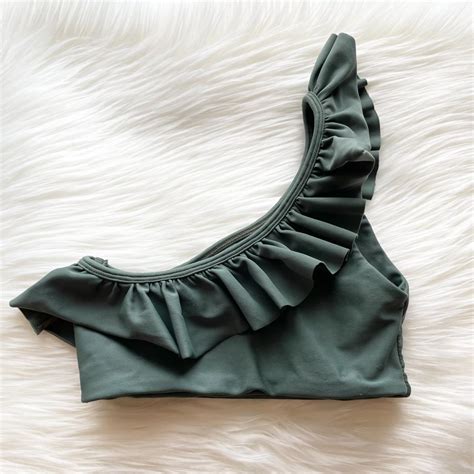 Mikoh Olive Green One Shoulder Bikini Top Bathing Depop