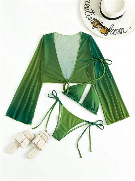 SHEIN Swim Ombre Bikini Set Criss Cross Halter Mikro Dreiecks BH Tanga Unterteil Und Band