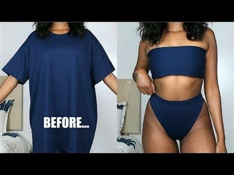 Diy High Waisted Bikini Set From A T Shirt T Shirt Transformation Artofit
