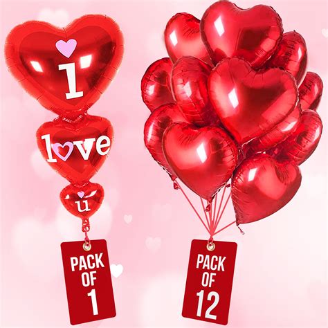 Xtralarge 12 1 Red Heart Balloons Big Pack Of 13 I Love You Balloons