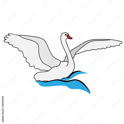 Swan Flying Outline