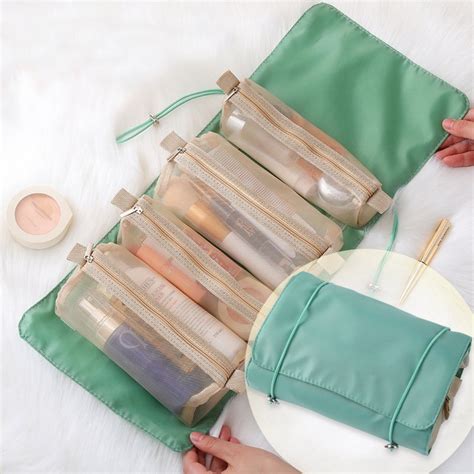 4 In 1 Roll Up Hanging Toiletry Bag Travel Toiletries Foldable Compact