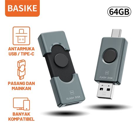 Jual HOT BASIKE Flashdisk OTG Type C USB 2 In 1 Dual Port 128GB 256GB 64GB Aman Cepat Ponsel