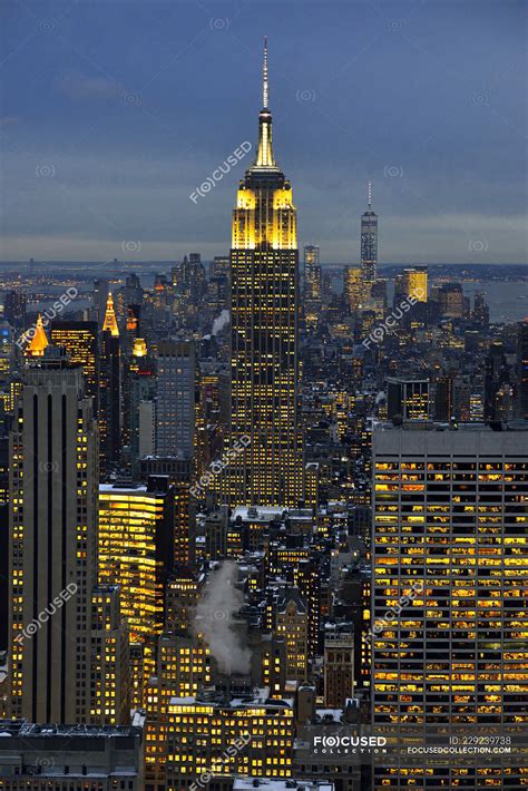 USA, New York, vertical view of the Empire State Building at night