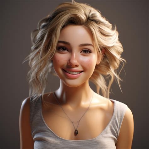 A 3d Rendering Of A Woman With Blonde Hair Premium AI Generated Image