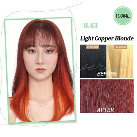 Premium Bremod 8 43 Light Copper Blonde Cocoa Butter Hair Color With Oxidizer Set Shopee