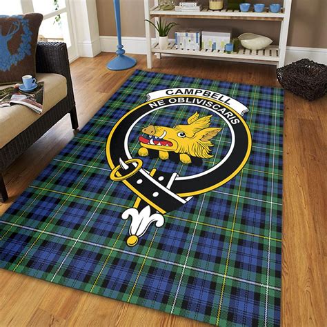 Campbell Argyll Ancient Tartan Crest Area Rug Celticprime