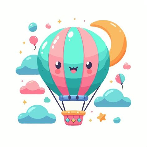 Premium Vector Cute Hot Air Balloon Vector On White Background