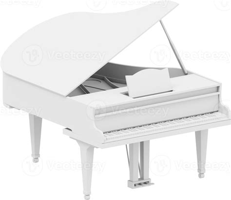 White Grand Piano Musical Instrument 3d Rendering Png Icon On
