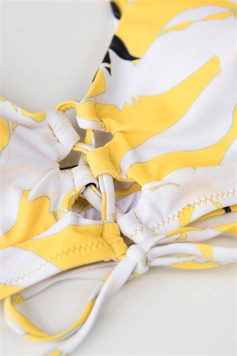 Abstract Floral And Gingham High Waisted Bikini Set