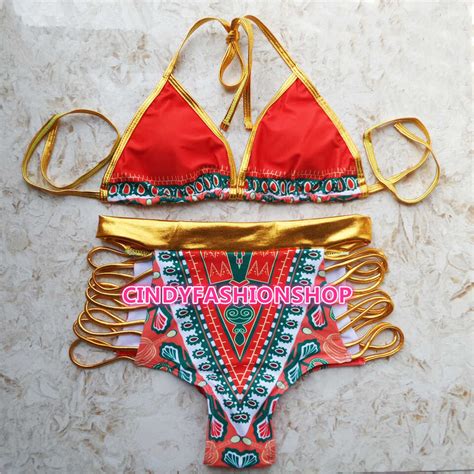 Hot Women African Print Two PC Bath Suits Bikini Set Sexy Geometric Swimwear EBay