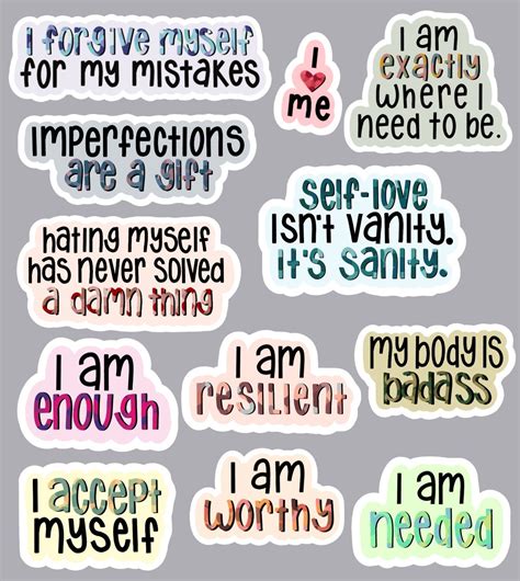 Positive Affirmations Sticker Pack Vinyl Glossy Self Love Etsy