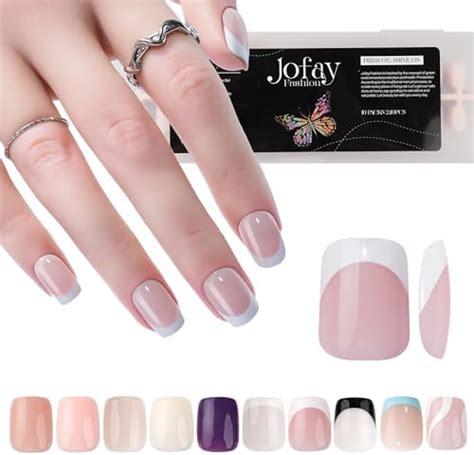 Amazon Short Press On Nails Square Nude Fake Nails Acrylic Glue On Nails Full Cover False