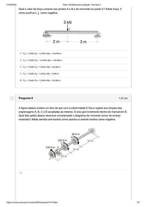 Atividade Para Avaliação Semana 3 Resistência Dos Materiais Univesp