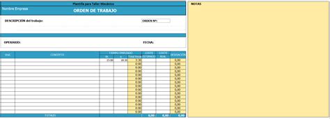 Plantilla Excel Taller Mecánico GRATIS