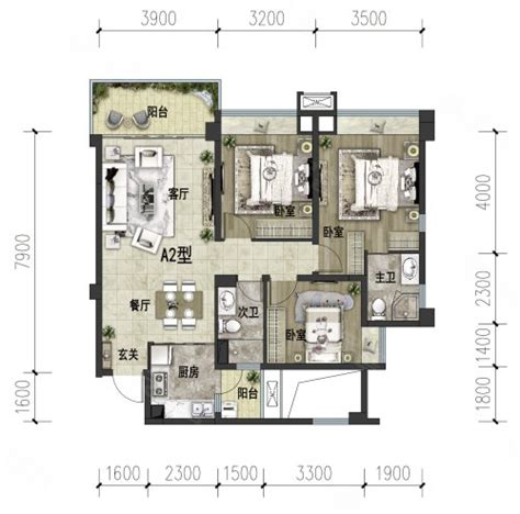 红叶广场·香山居a2户型，红叶广场·香山居3室2厅2卫1厨约10633平米户型图，朝北朝向 巴中安居客