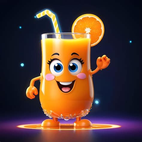 Premium Photo Orange Juice Cartoon Character