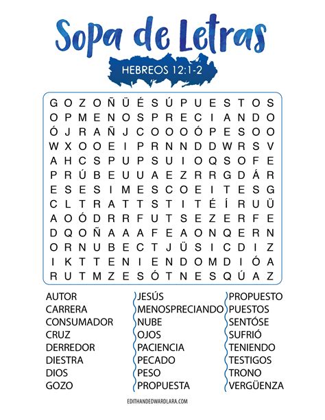 Hebreos 121 2 Sopa De Letras Bible Verses Word Search Puzzle Ccd
