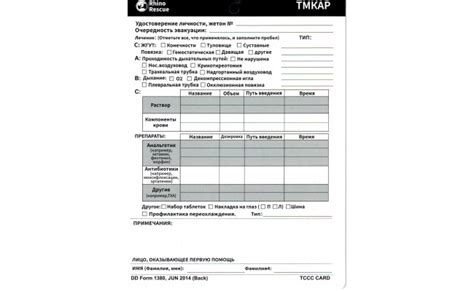 Карточка раненого TCCC (Rhino Rescue)