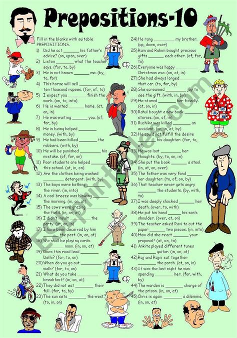 Prepositions 10 Editable With Key ESL Worksheet By Vikral