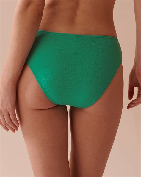 AQUA GREEN Recycled Fibers Knotted Brazilian Bikini Bottom Aqua Green
