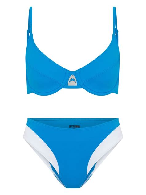 Let S Swim Wired Bralette Bikini Top Blue FARFETCH UK
