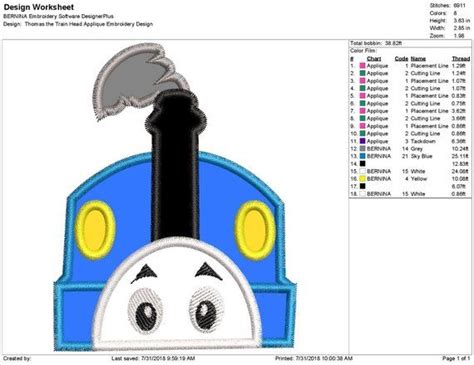Thomas The Train Head Applique Embroidery Design Instant Applique
